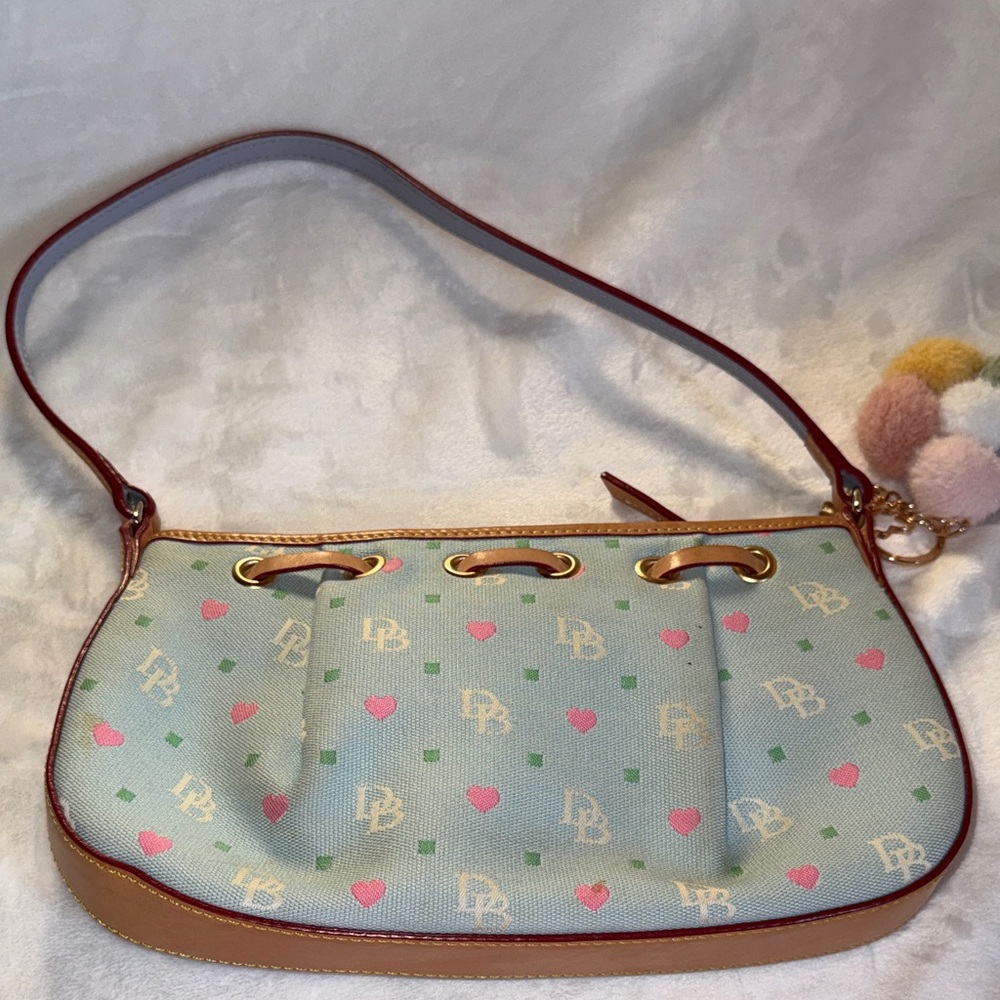 Dooney & Bourke Mint Pastel Heart Mini Shoulder Bag with Pom Pom Charm - Picture 6 of 16